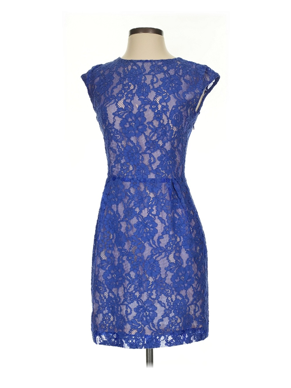 Sandro Royal Blue Floral Lace Cap-Sleeve Dress Size 1